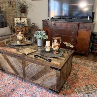 Reclaimed wood coffee table with storage 