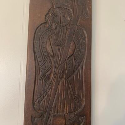 Vintage Wooden hand-carved cookie press 