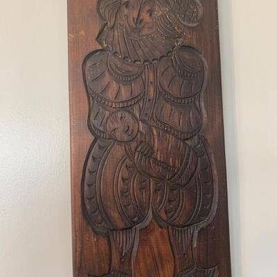 Vintage Wooden hand-carved cookie press 