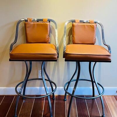 Pair of contemporary leather barstools