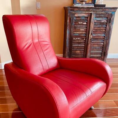 Contemporary red leather chair