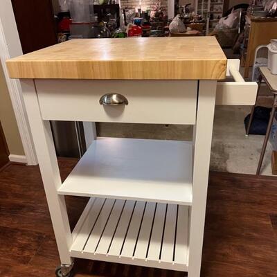 $45 Butcher block island cart