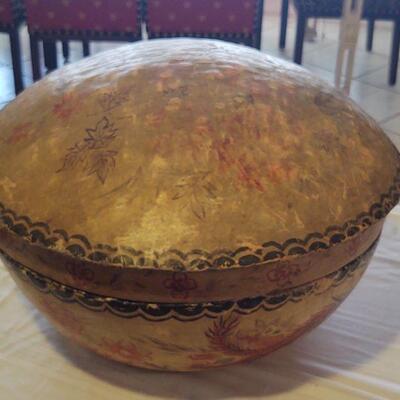 Antique Oriental Sewing Basket.  20 inches wide, 13 inches tall.  Auction Item