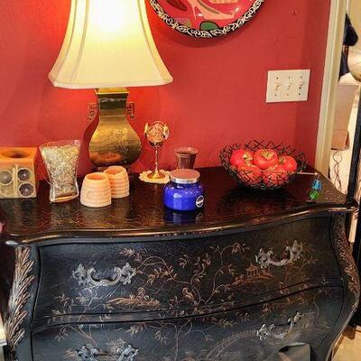 Black Detailed Bombay Chest - 2 drawers.   43 x 33 x 18 inches  Auction Item