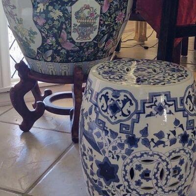 Ceramic Drum.  16 " h(H) x 10" round (top)