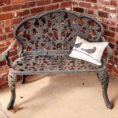 Iron bench (2 available) 39" wide, 36" tall