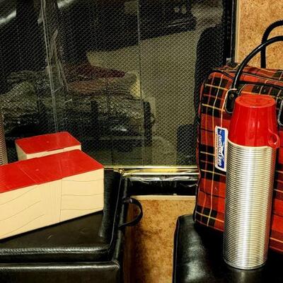 Vintage Thermos Picnic Set Plaid Tartan