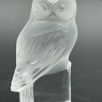 LALIQUE FROSTED CRYSTAL OWL