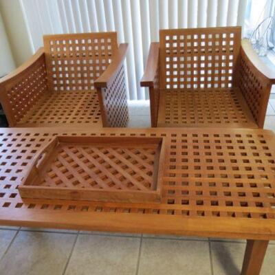 Teak Chairs and Coffee Table