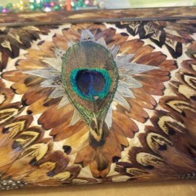 great feathered clutch purse