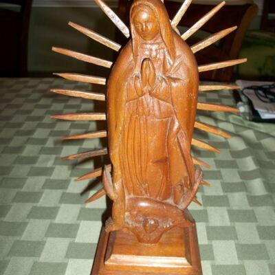 Vintage Carved Virgin Mary Statue