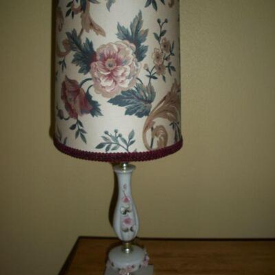 Close up of Porcelain Pink Flower Vanity Lamp