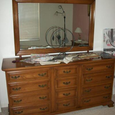 Vermont of Winooski Solid Rock Maple 12 Drawer Dresser with Wall Mirror