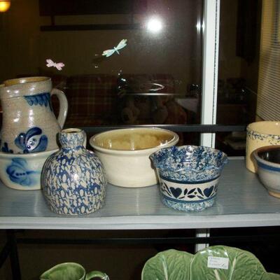 Salt Glaze Pottery ; Spongeware Pottery