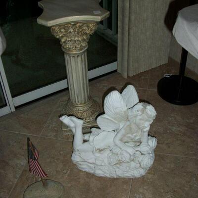 Fairy Yard Art ; Ceramic Column Plant stand