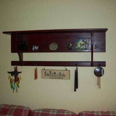 Antiqued Red Wall Shelf