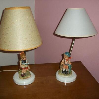 Pair of Hummel Style Bedside Lamps