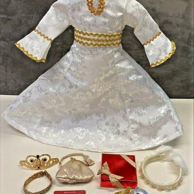 https://www.ebay.com/itm/115284844166	HS1020 AMERICAN GIRL DOLL HOLIDAY ACCESSORIES AND WHITE DRESS WITH GOLD TRIM		Auction Starts...
