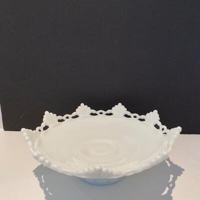Pedestal Milk Glass Centerpiece Bowl