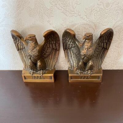 Vintage 1976 American Bald Eagle Bronze Bookends