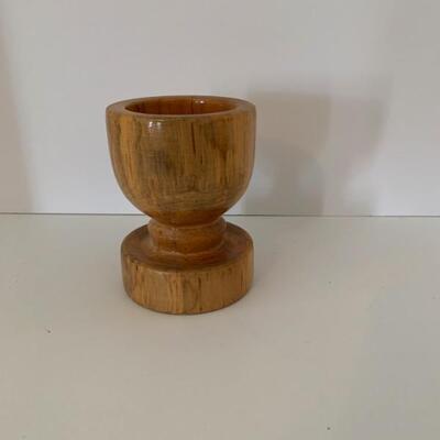Aged Maple Candle Holder Signed Carl B. Shockey