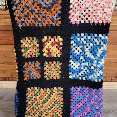 Crocheted Multi Colored Blocked Afghan