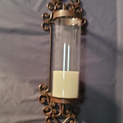 Mid Century Gilt Gold Pillar Candle Sconce