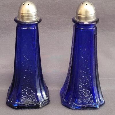Vintage Cobalt Blue Salt & Pepper Shakers