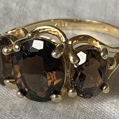 Sterling Silver and Smoky Quartz Ring Size 7.5 
