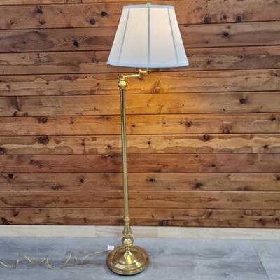 Brass Floor Standing Reading Lamp with Shade