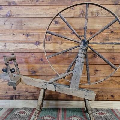 Antique Spinning Wheel is 48in w x 43in t