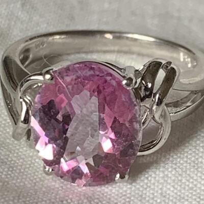 Sterling Silver and Pink Topaz Gemstone Ring Size