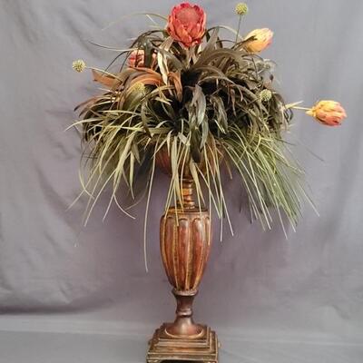 Floral & Feather Arrangement in Floor Standing Pot