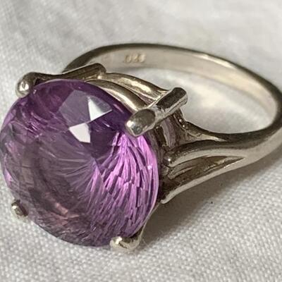 Sterling Silver and Large Fancy Cut Amethyst