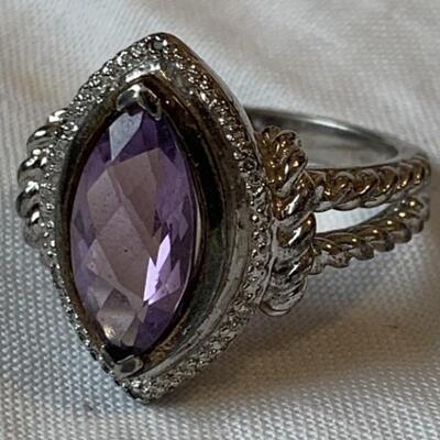 Sterling Silver and Amethyst Gemstone Ring Size 7