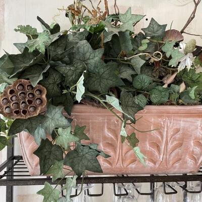 Terracotta Rectangle Planter w/ Faux Greenery Vine