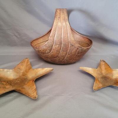 (3) Rustic Shore Copper-Look 2-Starfish & 1-Basket