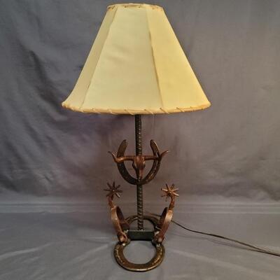Western Texas Lamp wtih Cowhide Style Shade