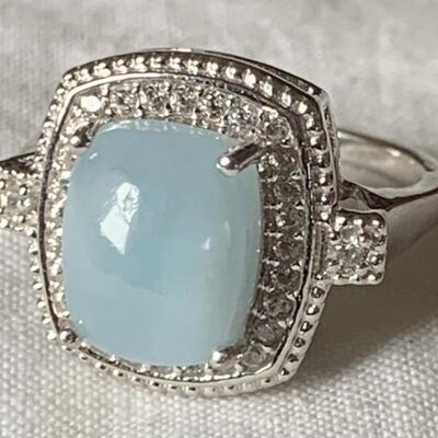 Sterling Silver Ring with Aquamarine Center