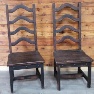 (2) Ladder Back Wooden Dining Chairs