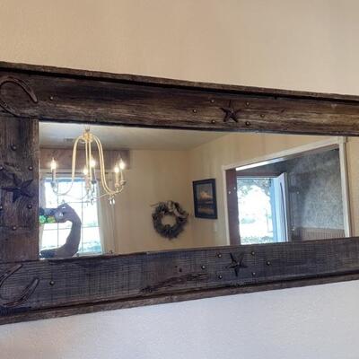 Horseshoe & Texas Star Western Framed Hall Mirror