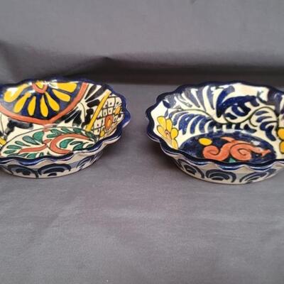 (2) Signed Mexican Talavera Pottery Bowls