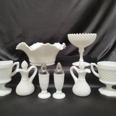 (8) Westmoreland Hobnail Milk Glass