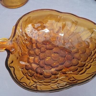 Lot of Amber Home Decor incl Vintage Acorn Bowl