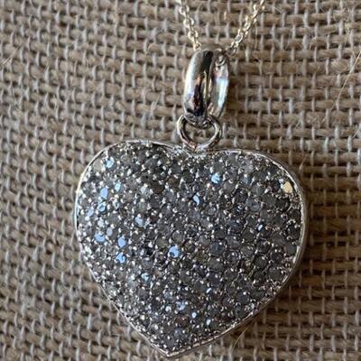 Sterling Silver and PavÃ© Diamond Heart Locket