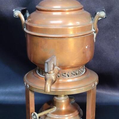 Antique Copper Hot Beverage Dispenser with Burner