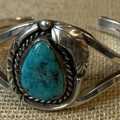 Sterling Silver and Turquoise Navajo Cuff