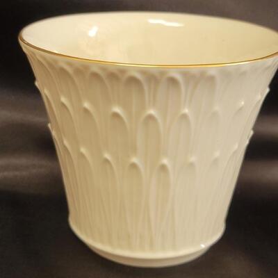 Vintage Lenox Vase Bisque Ceramic with Gold Rim