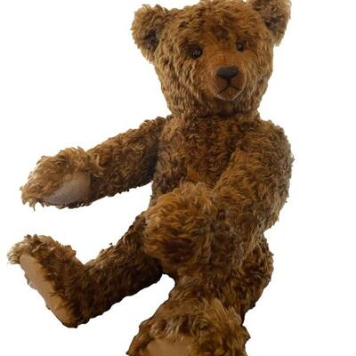 "A wonderful teddy bear by Wendy Mullaney of Ross-Shire Scotland Atlantic Bears. Bear has dense wavy brown mohair, paw pads, jointed...