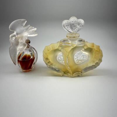"1) Limited Edition Lalique â€œDeux Coeursâ€, from the 2004 flacon collection. Signed â€œLalique Franceâ€ in script. 1.7oz. Double...